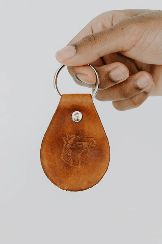 Horse design genuine leather keychain displaying western motif